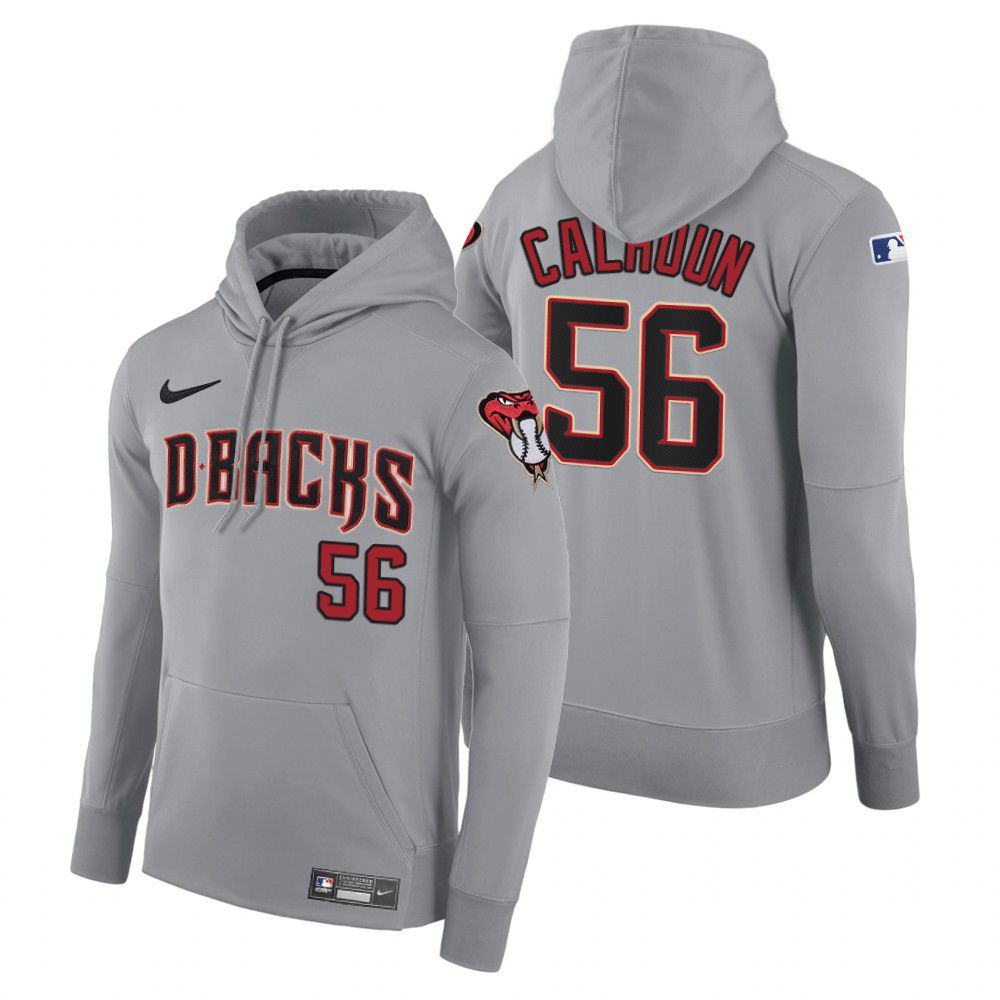 Men Arizona Diamondback 56 Calhdun gray road hoodie 2021 MLB Nike Jerseys